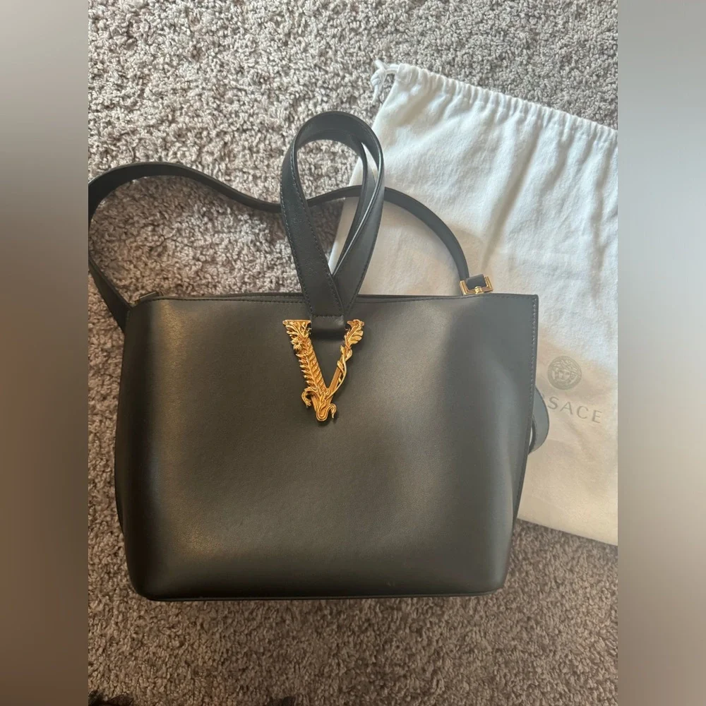 Versace Virtus Medium Bucket Bag. Back - Picture 3 of 14